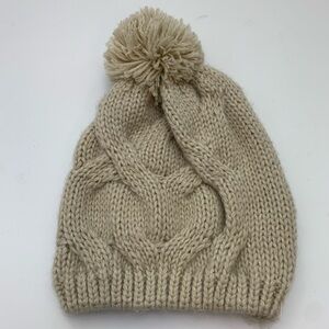 Rue21 Cream Cable Knit Beanie With Pom Pom